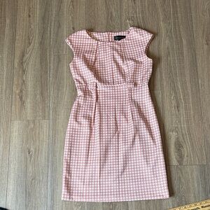 Connected Apparel Blush Houndstooth Midi Dress
